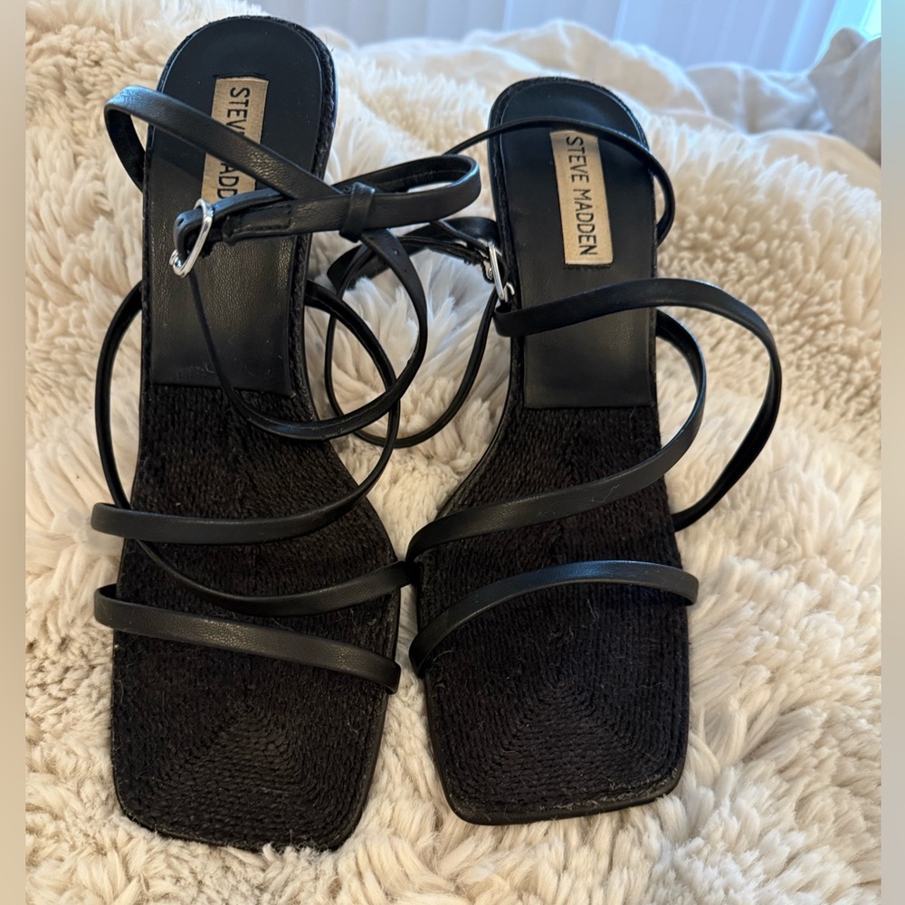 Steve Madden Black Strappy Heels